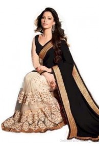 Wowcreation Embriodered Bollywood Handloom Satin, Net Sari